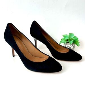 Coach Signature Nala Pumps Black Suede Round Toe High Heels Size 10
